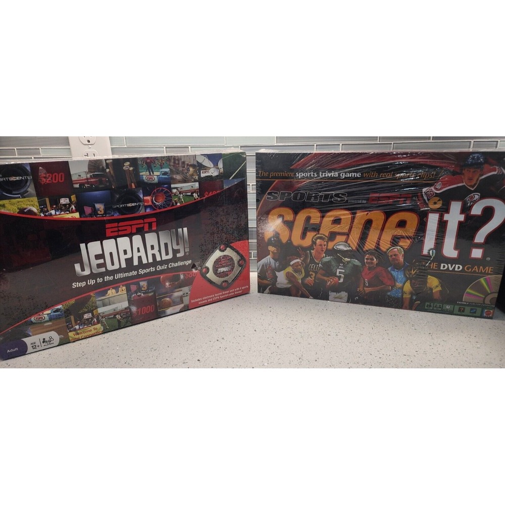 2 ESPN Trivia Sports Board Games Jeopardy and Scene it Brand NEW Still wrapped